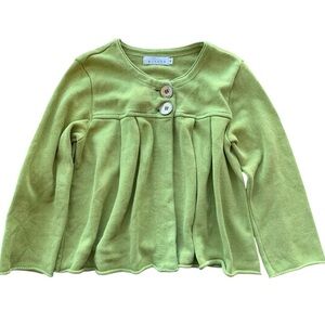 Willow Knit Cropped Pleated Buttoned Cardigan Sweater Lagenlook Green Size Small